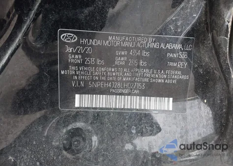 2020 Hyundai Sonata Limited из США, поврежденный, VIN 5NPEH4J28LH027153